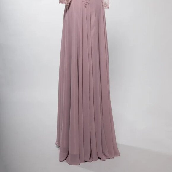 New A-Line MOB Formal Maxi Gown w/ Round Neck & Floral Lace Embroidery TC M2723J - Picture 8 of 8